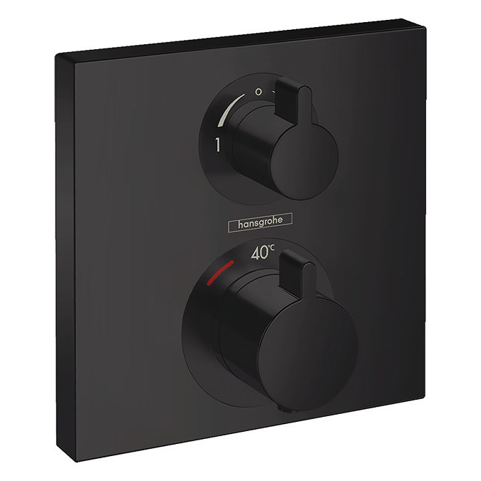 hansgrohe Ecostat Square Thermostat 2 Function Concealed Finish Set - Matt Black - 15714670 Large Im