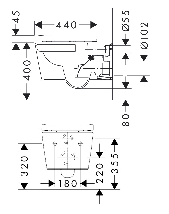 hansgrohe EluPura Q Wall-Mounted AquaFall Flush Toilet with Soft Close Seat