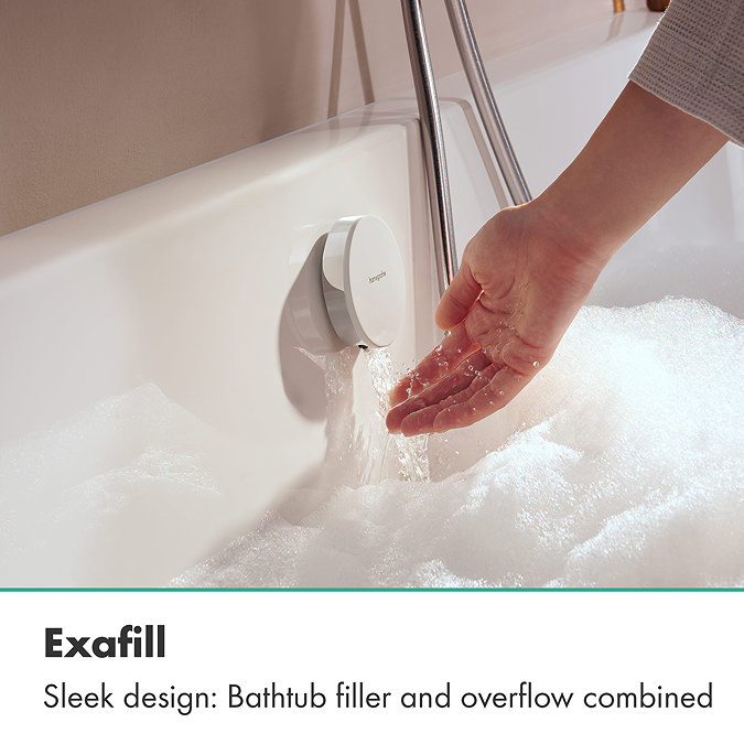 hansgrohe Exafill Bath Filler, Waste and Overflow Trim Set - Chrome/White