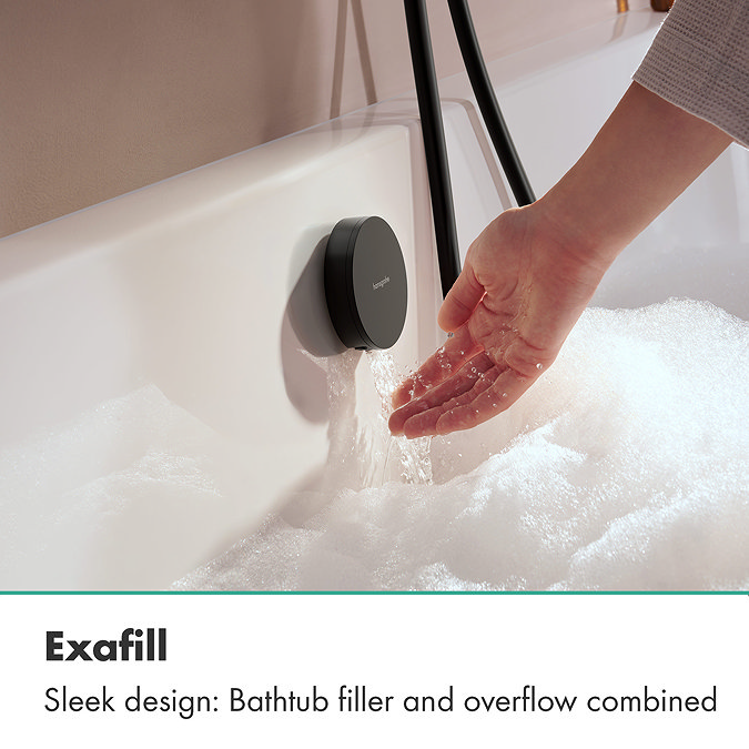 hansgrohe Exafill Bath Filler, Waste and Overflow Trim Set - Matt Black