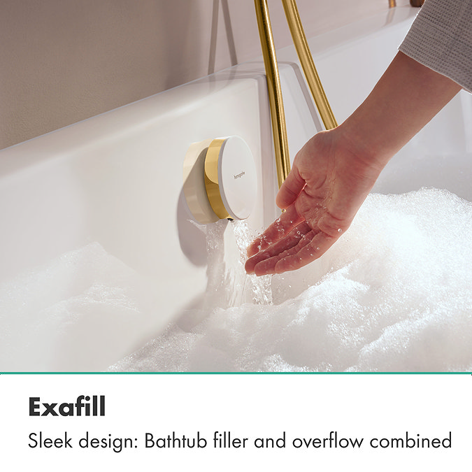 hansgrohe Exafill Bath Filler, Waste and Overflow Trim Set - Polished Gold