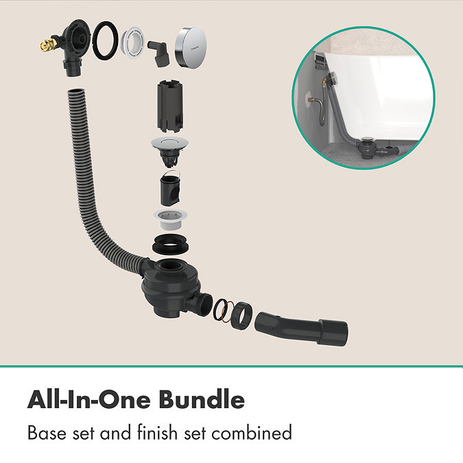 hansgrohe Exafill Complete Bath Filler, Waste & Overflow Set - Chrome