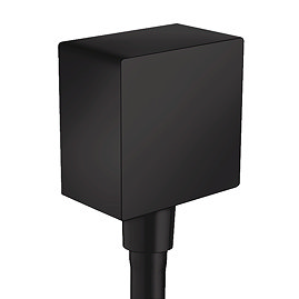hansgrohe FixFit Square Wall Outlet with Non-Return Valve - Matt Black - 26455670 Large Image