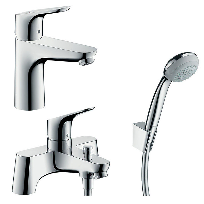 hansgrohe Focus 100 Basin Mixer + Bath Shower Mixer Tap Package Large Image