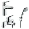 hansgrohe Focus 100 Basin Mixer + Bath Shower Mixer Tap Package Large Image