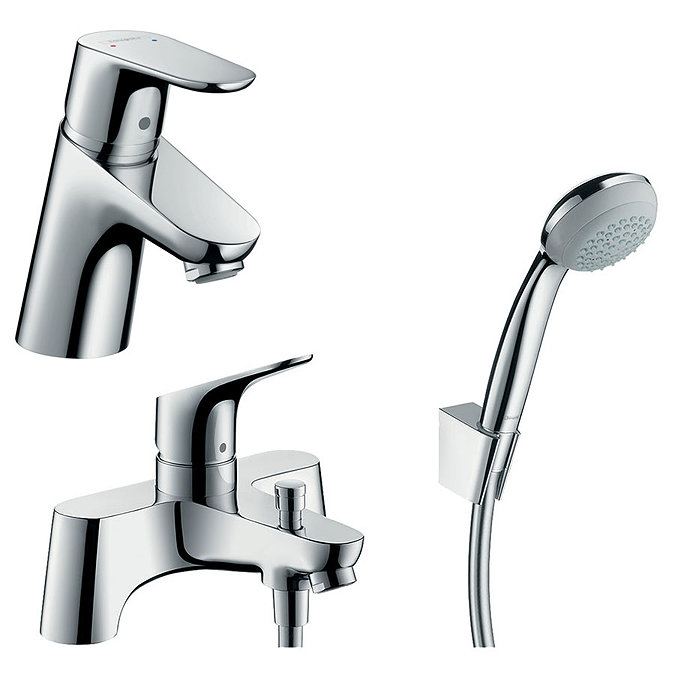 hansgrohe Focus 70 Basin Mixer + Bath Shower Mixer Tap Package Large Image