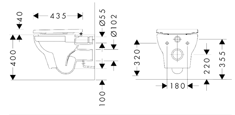 hansgrohe GladeLake S Rimless Wall Hung Toilet + iFrame Universal Concealed Cistern - Chrome Flush Plate