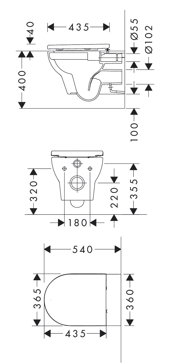 hansgrohe GladeLake S Rimless Wall Hung Toilet with AquaChannel Flush