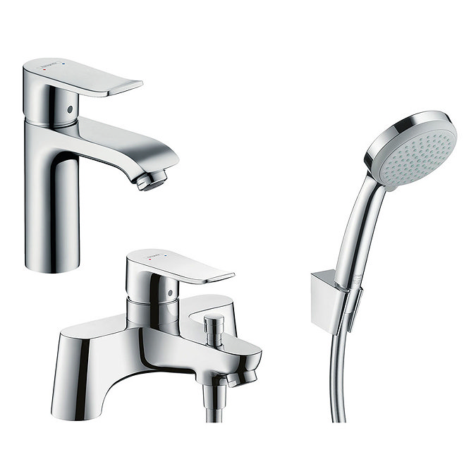 hansgrohe Metris 110 Basin Mixer + Bath Shower Mixer Tap Package Large Image