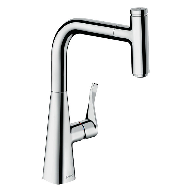 hansgrohe Metris Select M71 Single Lever Kitchen Mixer 240 with Pull-Out Spout - Chrome - 14857000 L