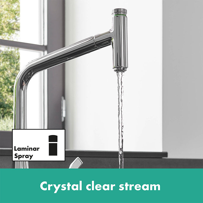 hansgrohe Metris Select M71 Single Lever Kitchen Mixer 320 with Pull-Out Spout - Chrome - 14884000 Standard Large Image