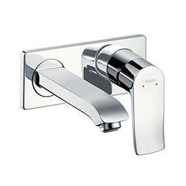 hansgrohe Metris Wall Mounted Single Lever Basin Mixer with Waste (Short Spout) - 31085000 Medium Im