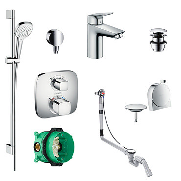 hansgrohe Over Bath Concealed Tap & Shower Package  Profile Large Image