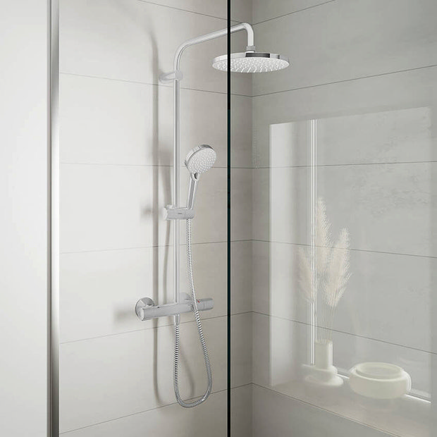 hansgrohe Pack of 2 Vernis Blend Showerpipe 200 Thermostatic Shower Mixer - 26285000  Profile Large 