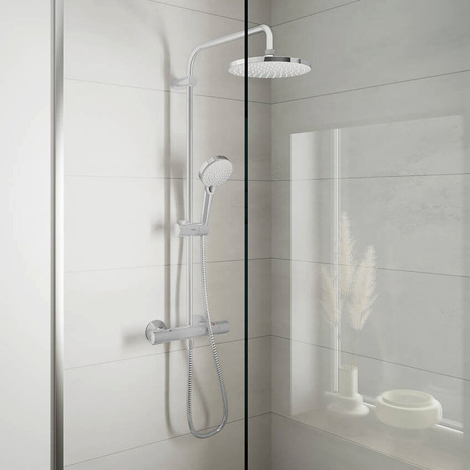 hansgrohe Pack of 2 Vernis Blend Showerpipe 200 Thermostatic Shower Mixer - 26285000 Profile Large
