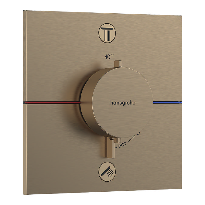 hansgrohe Pulsify E 260 Overhead Shower and 1jet EcoSmart Hand Shower, Slide Rail Kit with ShowerSelect Comfort E Thermostat-EcoSmart - Brushed Bronze