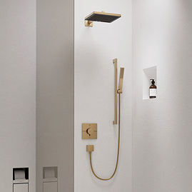 hansgrohe Pulsify E 260 Overhead Shower and 1jet EcoSmart Hand Shower, Slide Rail Kit with ShowerSelect Comfort E Thermostat-EcoSmart - Brushed Bronze