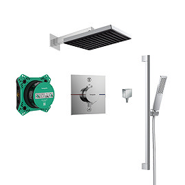 hansgrohe Pulsify E 260 Overhead Shower and 1jet EcoSmart Hand Shower, Slide Rail Kit with ShowerSelect Comfort E Thermostat-EcoSmart - Chrome