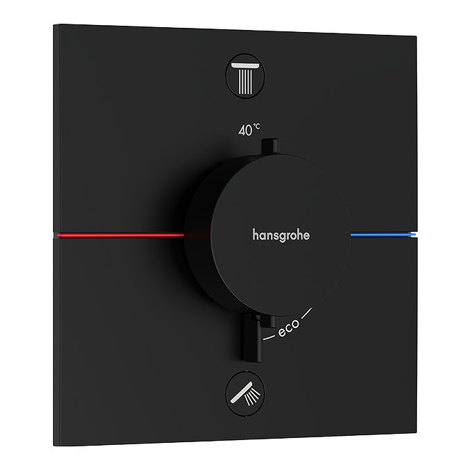 hansgrohe Pulsify E 260 Overhead Shower and 1jet EcoSmart Hand Shower, Slide Rail Kit with ShowerSelect Comfort E Thermostat-EcoSmart - Matt Black