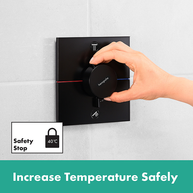 hansgrohe Pulsify E 260 Overhead Shower and 1jet EcoSmart Hand Shower, Slide Rail Kit with ShowerSelect Comfort E Thermostat-EcoSmart - Matt Black