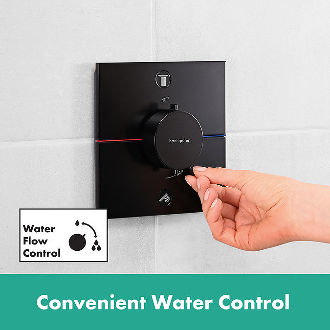 hansgrohe Pulsify E 260 Overhead Shower and 1jet EcoSmart Hand Shower, Slide Rail Kit with ShowerSelect Comfort E Thermostat-EcoSmart - Matt Black