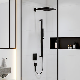 hansgrohe Pulsify E 260 Overhead Shower and 1jet EcoSmart Hand Shower, Slide Rail Kit with ShowerSelect Comfort E Thermostat-EcoSmart - Matt Black