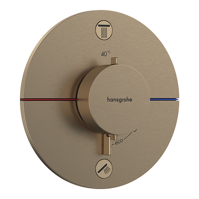 hansgrohe Pulsify S 260 Overhead Shower and 1jet EcoSmart Hand Shower, Slide Rail Kit with ShowerSelect Comfort S Thermostat-EcoSmart - Brushed Bronze