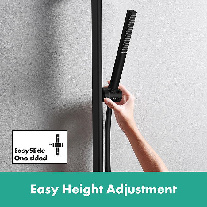 hansgrohe Pulsify S 260 Overhead Shower and 1jet EcoSmart Hand Shower, Slide Rail Kit with ShowerSelect Comfort S Thermostat-EcoSmart - Matt Black