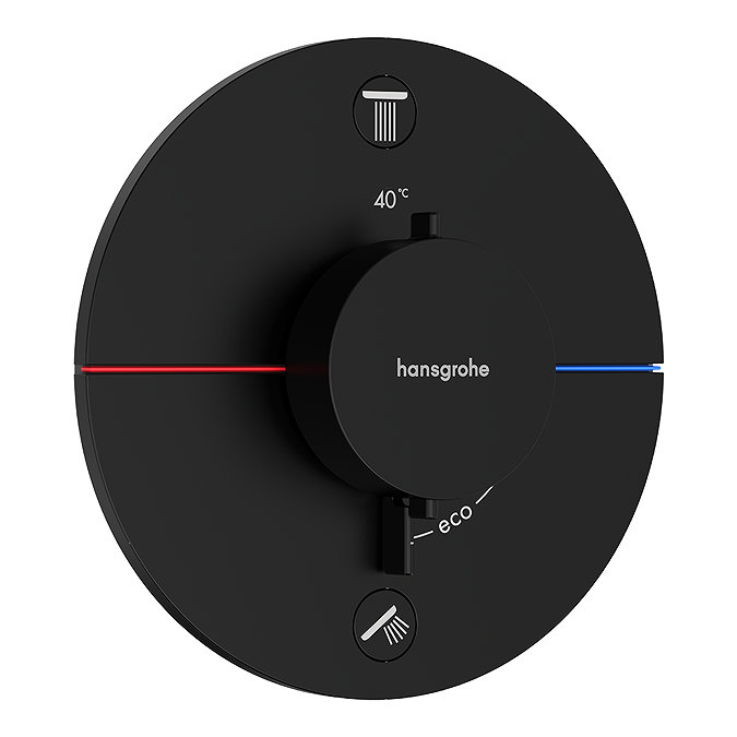 hansgrohe Pulsify S 260 Overhead Shower and 1jet EcoSmart Hand Shower, Slide Rail Kit with ShowerSelect Comfort S Thermostat-EcoSmart - Matt Black