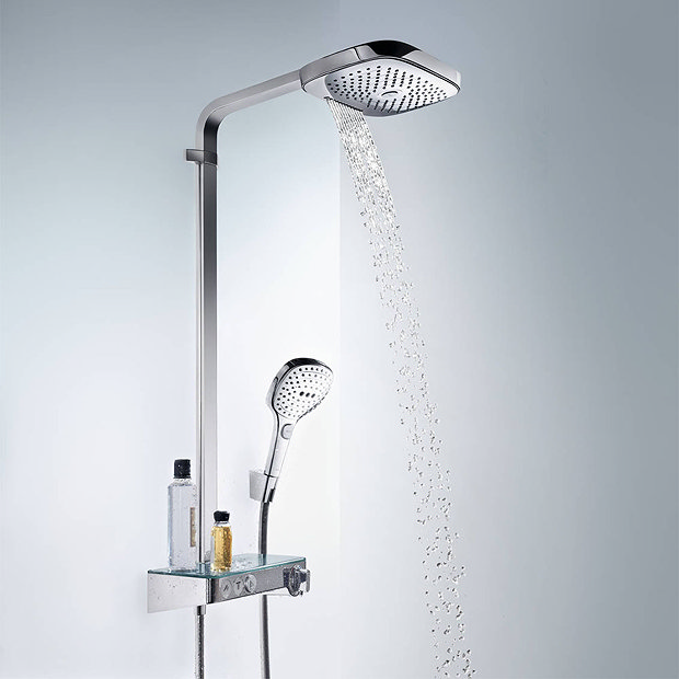 hansgrohe Raindance Select E Showerpipe 300 with ShowerTablet Select 300 Thermostatic Shower - Chrom