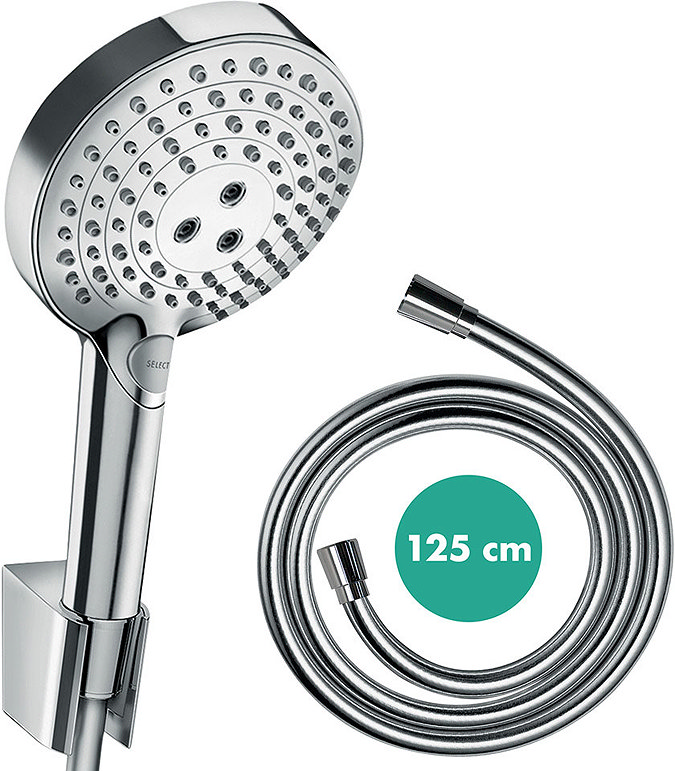 hansgrohe Raindance Select S 120 PowderRain 3-Spray Hand Shower with Holder & 1.25m Hose - 27669000  Newest Large Image