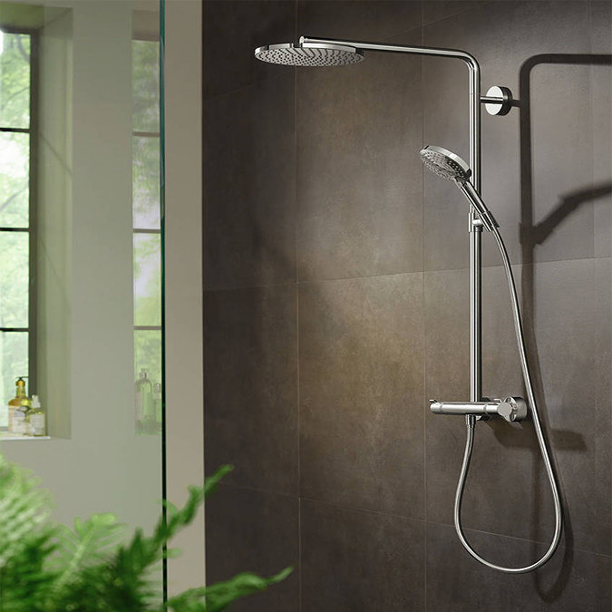 hansgrohe Raindance Select S Showerpipe 240 Thermostatic Shower Mixer - Chrome - 27633000  Profile L