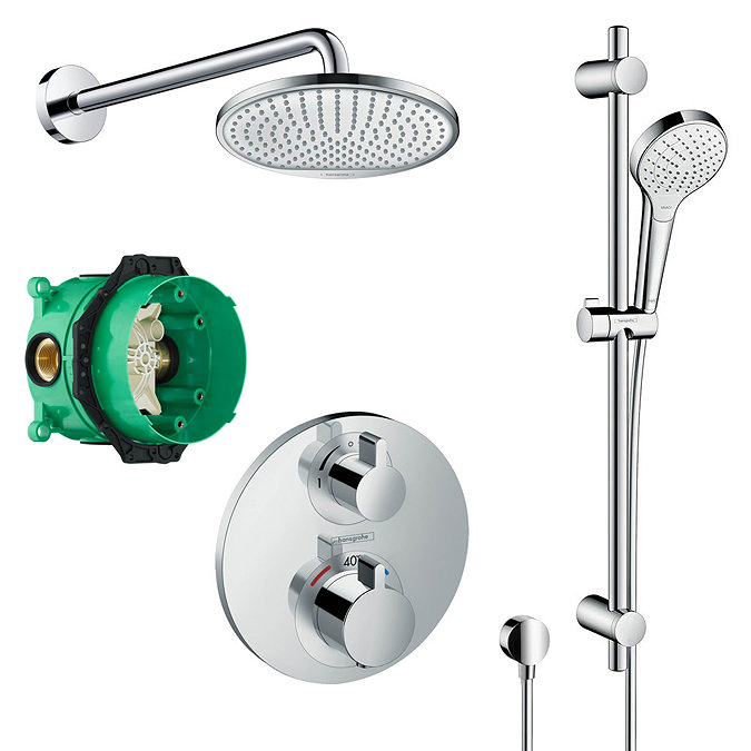 hansgrohe Round Complete Shower Set with Shower Slider Rail Kit - 88100990 Large Image