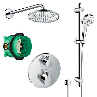hansgrohe Round Complete Shower Set with Shower Slider Rail Kit - 88100990  Profile Large Image