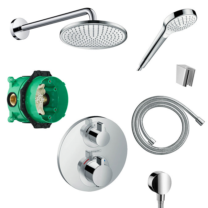 hansgrohe Round Complete Shower Set with Wall Mounted Shower Handset - 88100991 Large Image