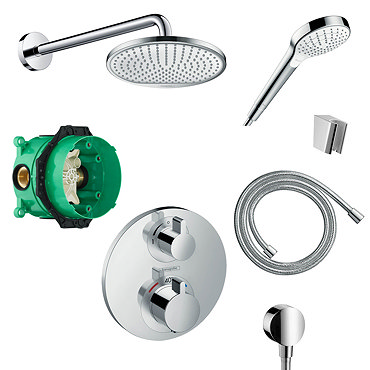 hansgrohe Round Complete Shower Set with Wall Mounted Shower Handset - 88100991  Profile Large Image