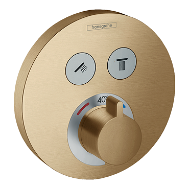 hansgrohe ShowerSelect S Thermostatic Mixer for Concealed Installation for 2 Outlets - Brushed Bronze