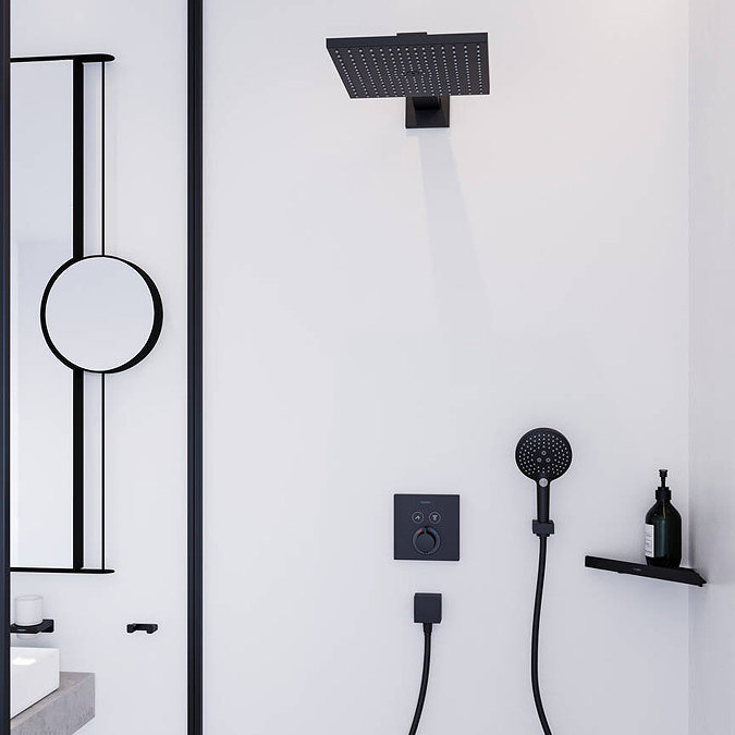 hansgrohe ShowerSelect Thermostatic Mixer for Concealed Installation for 2 Outlets - Matt Black - 15