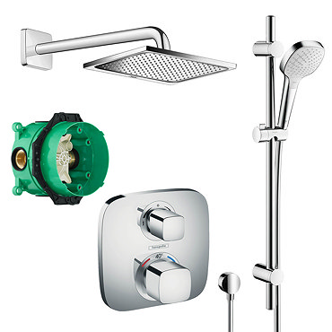 hansgrohe Square Complete Shower Set with Shower Slider Rail Kit - 88100992  Profile Large Image
