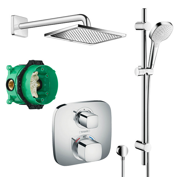 hansgrohe Square Complete Shower Set with Shower Slider Rail Kit