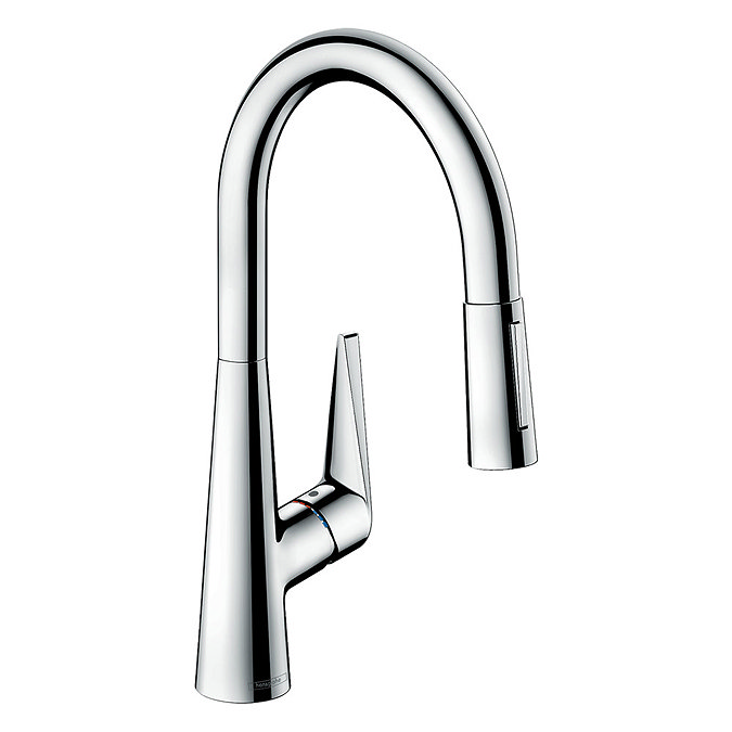 hansgrohe Talis M51 Single Lever Kitchen Mixer 200 with Pull Out Spray - Chrome - 72813000 Large Ima