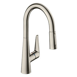 hansgrohe Talis M51 Single Lever Kitchen Mixer 200 with Pull Out Spray - Stainless Steel - 72813800 