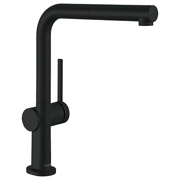 hansgrohe Talis M54 270 Single Lever Kitchen Mixer with Pull Out Spray - Matt Black - 72808670  Profile Large Image