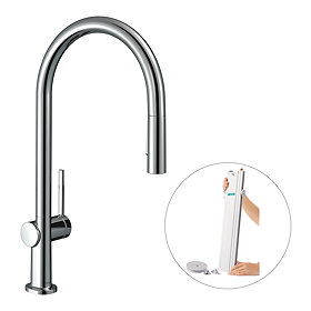 hansgrohe Talis M54 Single Lever Kitchen Mixer 210 with Pull Out Spray and sBox - Chrome - 72801000 