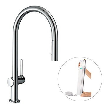hansgrohe Talis M54 Single Lever Kitchen Mixer 210 with Pull Out Spray and sBox - Chrome - 72801000  Profile Large Image