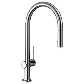 hansgrohe Talis M54 Single Lever Kitchen Mixer 210 with Pull Out Spray - Chrome - 72800000 Large Ima