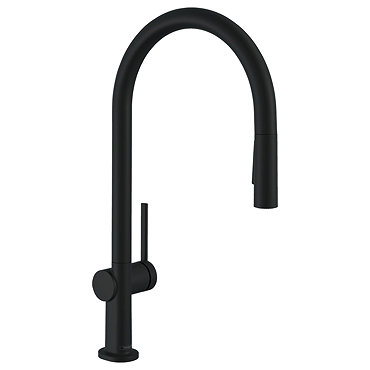hansgrohe Talis M54 Single Lever Kitchen Mixer 210 with Pull Out Spray - Matt Black - 72800670  Profile Large Image