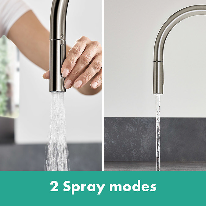 hansgrohe Talis M54 Single Lever Kitchen Mixer 210 with Pull Out Spray - Stainless Steel - 72800800 Profile Large Image