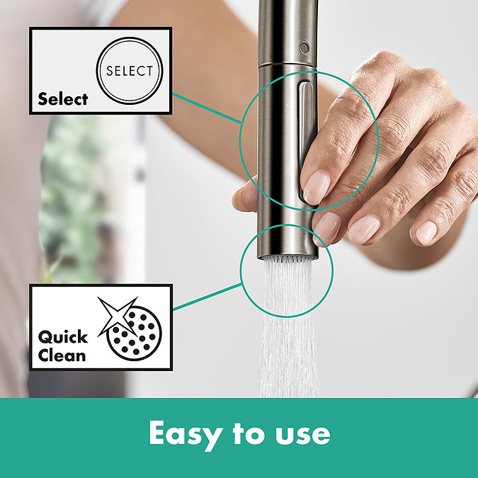 hansgrohe Talis M54 Single Lever Kitchen Mixer 210 with Pull Out Spray - Stainless Steel - 72800800 Feature Large Image