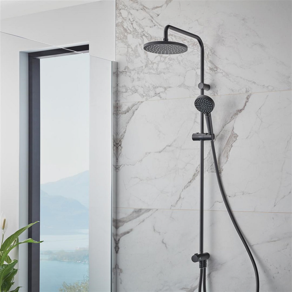 hansgrohe Vernis Blend EcoSmart Shower Kit with Diverter - Matt Black ...